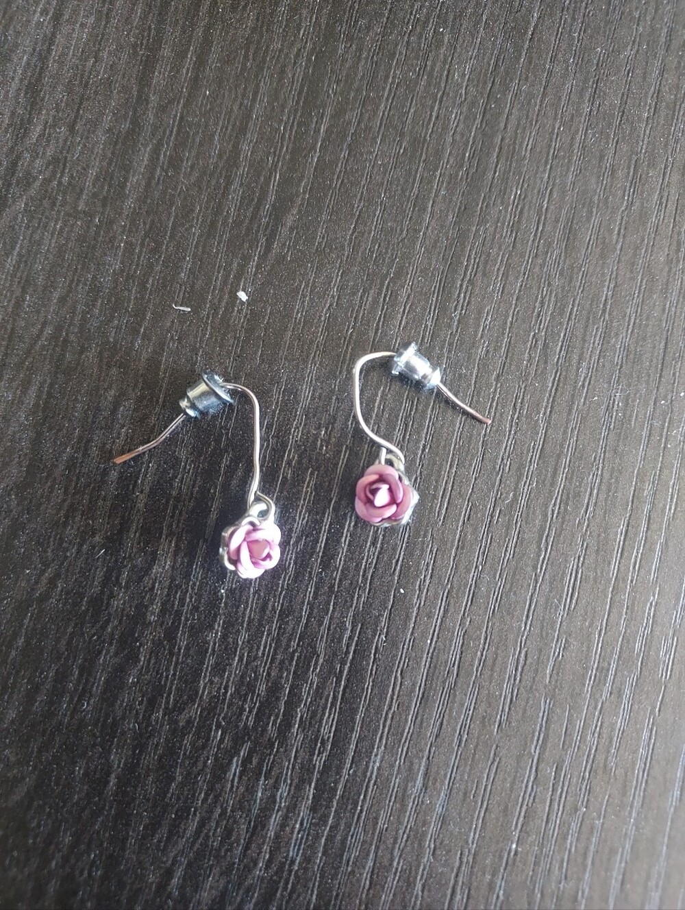 Delicate Pink Rose Drop Earrings - Women's Jewelry